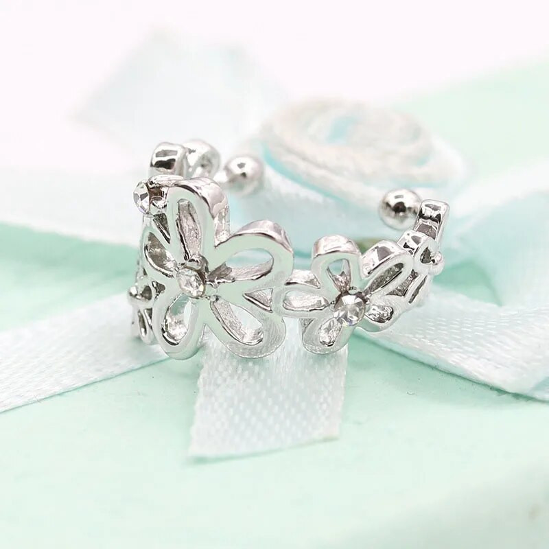 Ausu aproces zelta krāsas ziedi bez caurduršanas ausu klipši viltus skrimšļu auskari rotaslietas sievietēm vīriešiem vairumtirdzniecība dāvanas