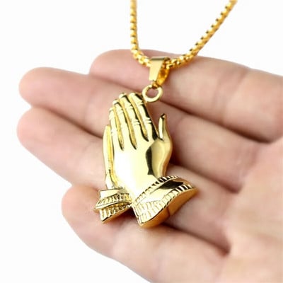 Hip Hop Rock Pray Hand Buddha medál rozsdamentes acél lánc nyaklánc férfiaknak Akciós férfi ékszer ajándék 2023 új