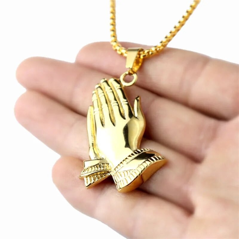 Hip Hop Rock Pray Hand Buddha medál rozsdamentes acél lánc nyaklánc férfiaknak Akciós férfi ékszer ajándék 2023 új