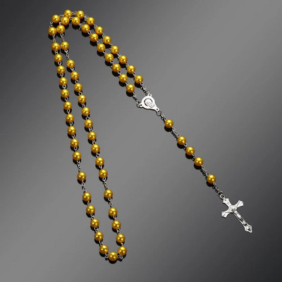 Vintage Cross Kaklarota Melns Balts Zila Jaunavas Marijas kulons Kristāla Rožukroņa Pērlītes Ķēdes Modes Rotaslietas Karstā izpārdošana Kaklarota Dāvanas