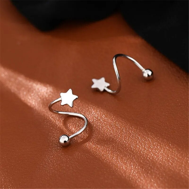 2 τμχ Piercing Heart Star Ear Cartilage Helix Piercing από ανοξείδωτο ατσάλι στριφτό δαχτυλίδι χειλιών καρφωτά σκουλαρίκια Δώρα κοσμήματα