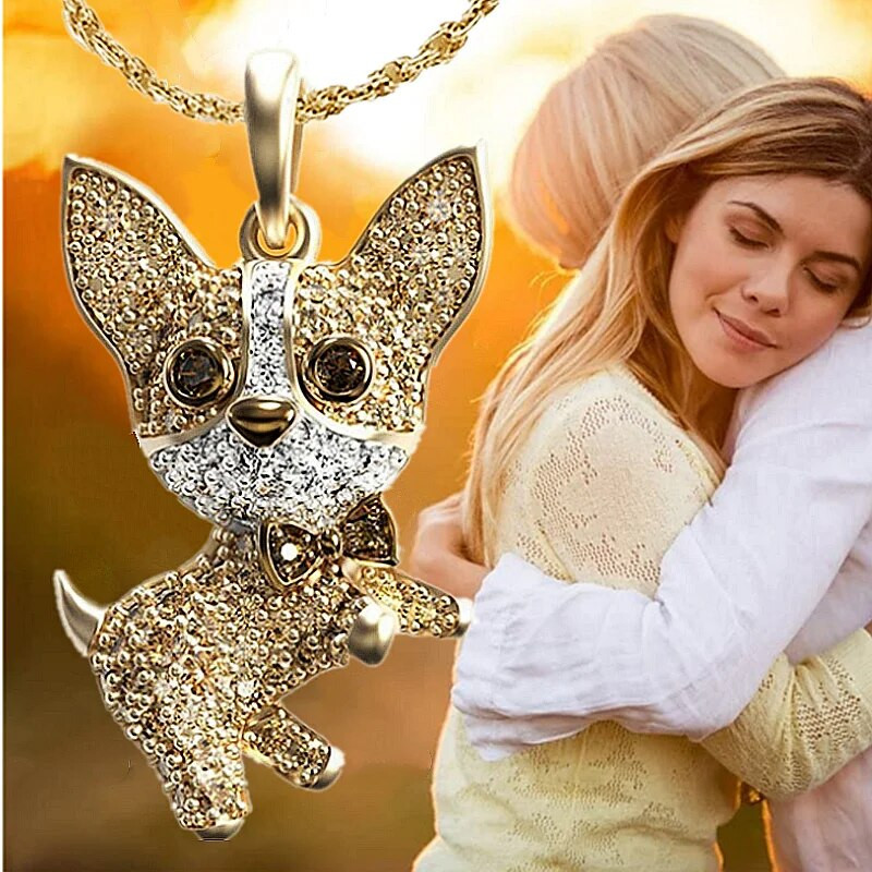 Moodne koerakaelakee tsirkoonist Fadou ripats, kihlamine kaelakeed naistele. Loomade ehted võlusid tarvikud peo aastapäeva kingitus