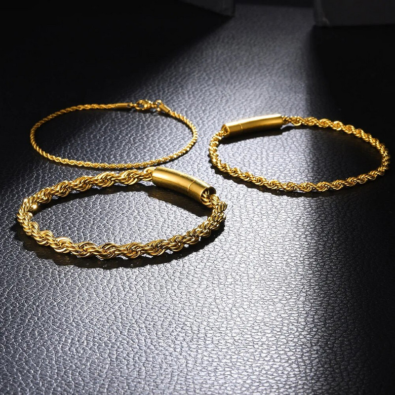 2–6 mm savītas virves ķēde, apaļa čūskas ķēde, nerūsējošā tērauda kaklarota vīriešiem, sievietēm, nekad neizbalināta, pielāgota juvelierizstrādājumu aksesuāru ķēde