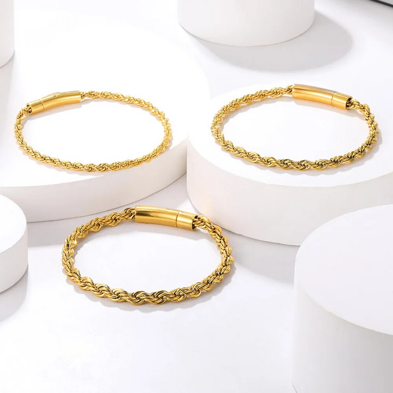 2–6 mm savītas virves ķēde, apaļa čūskas ķēde, nerūsējošā tērauda kaklarota vīriešiem, sievietēm, nekad neizbalināta, pielāgota juvelierizstrādājumu aksesuāru ķēde