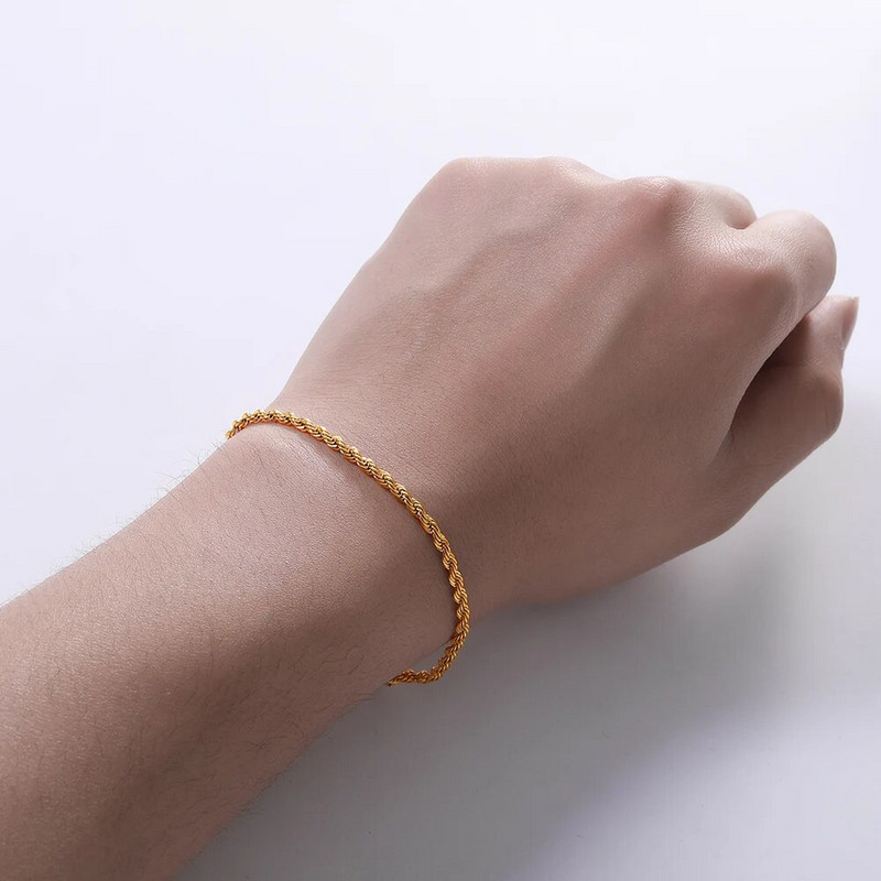 2–6 mm savītas virves ķēde, apaļa čūskas ķēde, nerūsējošā tērauda kaklarota vīriešiem, sievietēm, nekad neizbalināta, pielāgota juvelierizstrādājumu aksesuāru ķēde