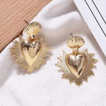 Μοντέρνο χρυσό χρώμα Simple Heart Dangle Σκουλαρίκια Μόδα Κομψά Cool Metal Drop σκουλαρίκια Statement Κοσμήματα Pendientes Hombre Νέο