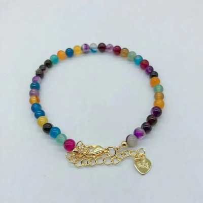 Jauna, smalka, sīka, daudzkrāsaina turmalīna kristāla pērlīšu rokassprādze sievietēm, smalka, maza, saliekama rokassprādze