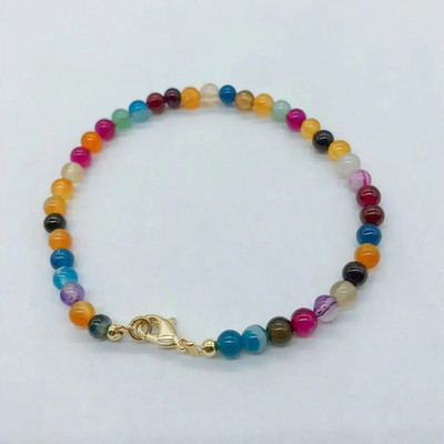 Jauna, smalka, sīka, daudzkrāsaina turmalīna kristāla pērlīšu rokassprādze sievietēm, smalka, maza, saliekama rokassprādze