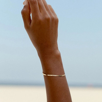 Μινιμαλιστικό χρυσό χρώμα Βραχιόλι ψαροκόκαλο Flat Snake Chain Κομψό στοίβα βραχιόλια για γυναίκες Χειροποίητα κοσμήματα Δώρα Χονδρική