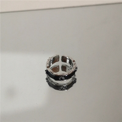 Punk Harajuku Goth Thorns Melns Sudraba Krāsa Neregulārs Sirds krusts Atvērts Gredzens Sievietēm Vīrieši Mīļākais Vintage 90s Y2K Grunge Jewelry