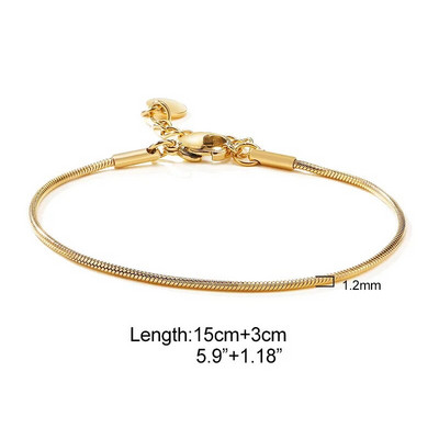 Vnox minimalista női kígyó lánc karkötő, arany színű penge halszálkás lánc bélyegzővel, állítható lány divatos ékszerek