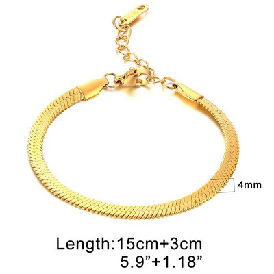 Vnox minimalista női kígyó lánc karkötő, arany színű penge halszálkás lánc bélyegzővel, állítható lány divatos ékszerek