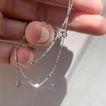 Ασημένιο 925 ασπρόμαυρο νέο κολιέ Δίσκος αλυσίδα κλείδας απλή γυμνή αλυσίδα Πολυλειτουργικό δώρο για γυναικεία κοσμήματα