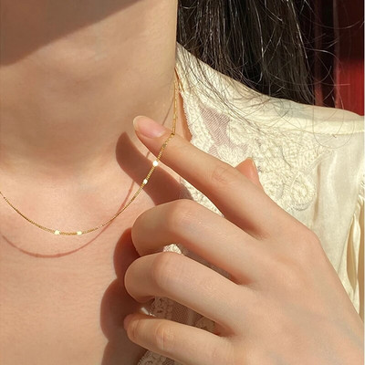 925 sterling ezüst csillogó új nyaklánc lemez kulcscsont lánc egyszerű csupasz lánc többfunkciós női ékszer parti ajándék