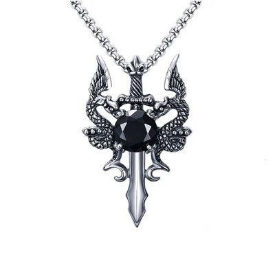 Divat sárkánykard nyaklánc kereszt medál Hip Hop punk nyakláncok férfiaknak kereszt ékszerek kiegészítők buli évfordulós ajándék