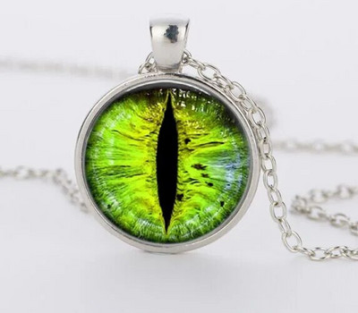 Red Cat Eye Kaklarota Charms Dragon Eyes Foto stikls Cabochon Pendnat Handmade Black Chain Kaklarotas Sieviešu Vīriešu Rotaslietas