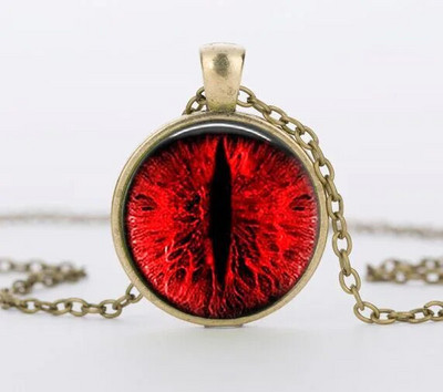Red Cat Eye Kaklarota Charms Dragon Eyes Foto stikls Cabochon Pendnat Handmade Black Chain Kaklarotas Sieviešu Vīriešu Rotaslietas
