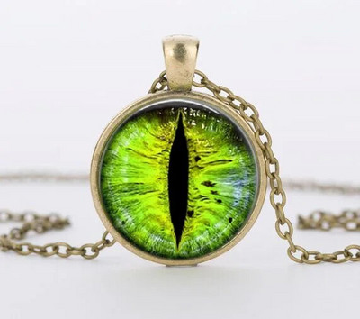 Red Cat Eye Kaklarota Charms Dragon Eyes Foto stikls Cabochon Pendnat Handmade Black Chain Kaklarotas Sieviešu Vīriešu Rotaslietas