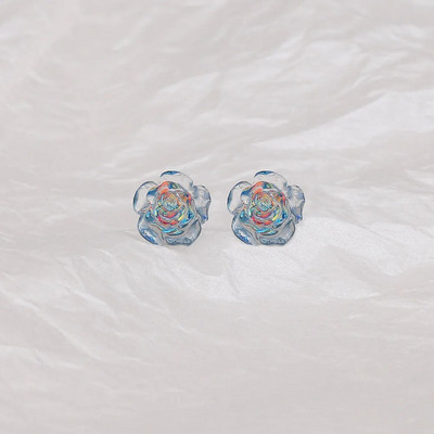 Γλυκά τριαντάφυλλα καρφωτά σκουλαρίκια για γυναίκες κορίτσι Χαριτωμένο μικρό λουλούδι σκουλαρίκι καρφωτό δώρο Κορεατικής μόδας 3-χρωμα Μοντέρνα κοσμήματα