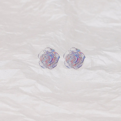 Γλυκά τριαντάφυλλα καρφωτά σκουλαρίκια για γυναίκες κορίτσι Χαριτωμένο μικρό λουλούδι σκουλαρίκι καρφωτό δώρο Κορεατικής μόδας 3-χρωμα Μοντέρνα κοσμήματα