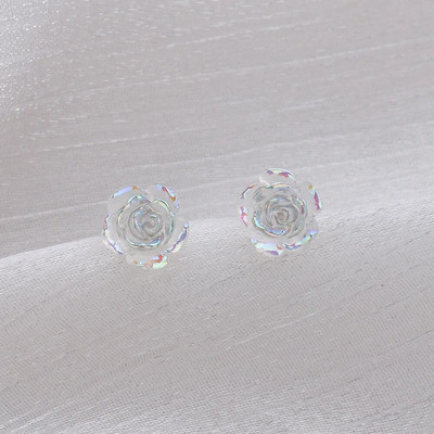 Γλυκά τριαντάφυλλα καρφωτά σκουλαρίκια για γυναίκες κορίτσι Χαριτωμένο μικρό λουλούδι σκουλαρίκι καρφωτό δώρο Κορεατικής μόδας 3-χρωμα Μοντέρνα κοσμήματα