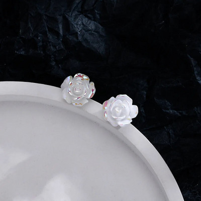 Γλυκά τριαντάφυλλα καρφωτά σκουλαρίκια για γυναίκες κορίτσι Χαριτωμένο μικρό λουλούδι σκουλαρίκι καρφωτό δώρο Κορεατικής μόδας 3-χρωμα Μοντέρνα κοσμήματα