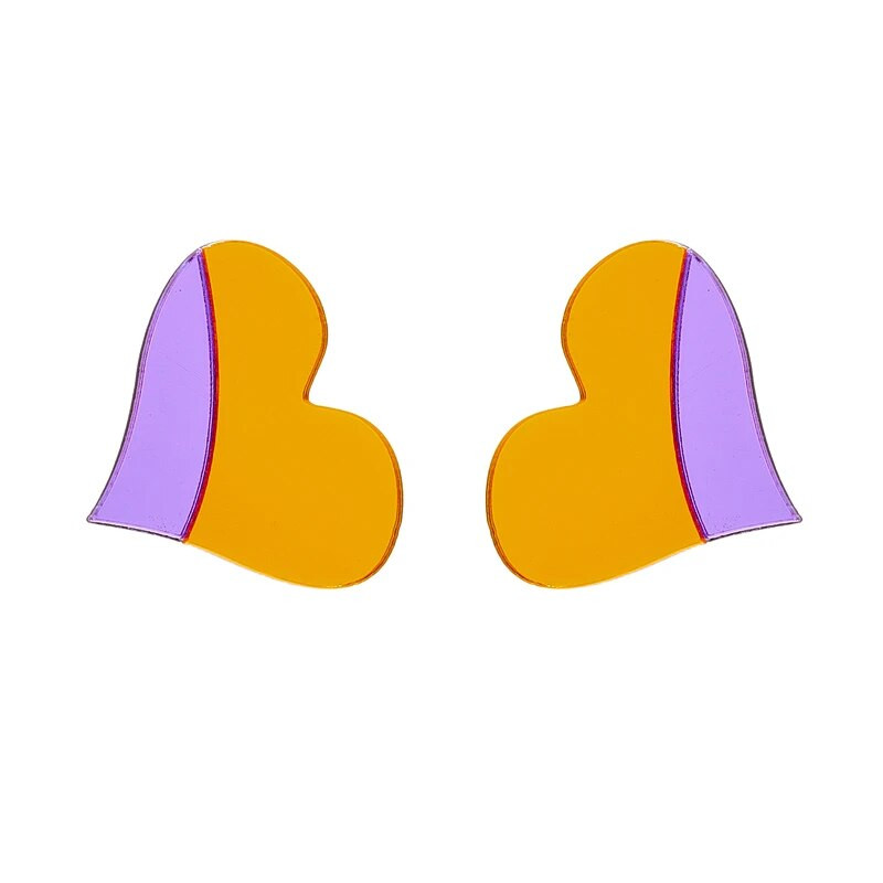 YAOLOGE akril eltúlzott szín blokkoló szerelem szív fülbevaló női új trend lányok tükör fül ékszerek születésnapi ajándékok