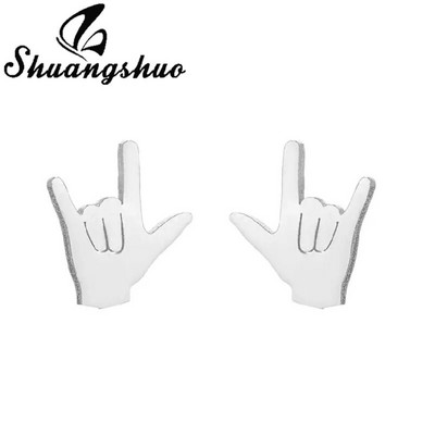 Šuanšuo unikālie modes roku žesti mīlestības auskari nerūsējošā tērauda auskari saderināšanās rotaslietas sieviešu mīļotājiem labākā dāvana