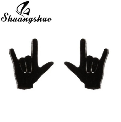 Šuanšuo unikālie modes roku žesti mīlestības auskari nerūsējošā tērauda auskari saderināšanās rotaslietas sieviešu mīļotājiem labākā dāvana