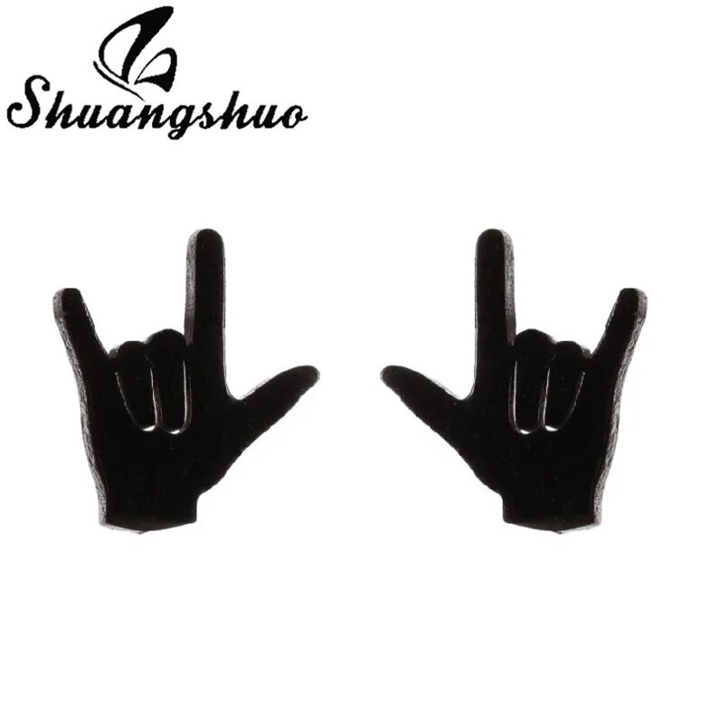 Šuanšuo unikālie modes roku žesti mīlestības auskari nerūsējošā tērauda auskari saderināšanās rotaslietas sieviešu mīļotājiem labākā dāvana