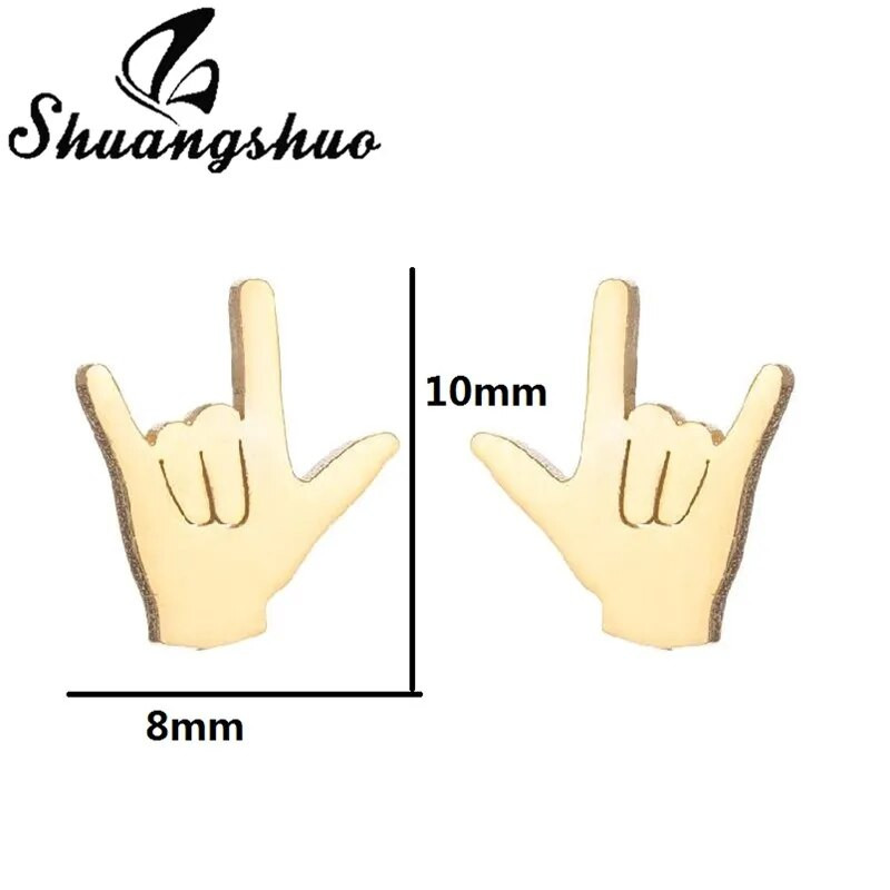 Šuanšuo unikālie modes roku žesti mīlestības auskari nerūsējošā tērauda auskari saderināšanās rotaslietas sieviešu mīļotājiem labākā dāvana