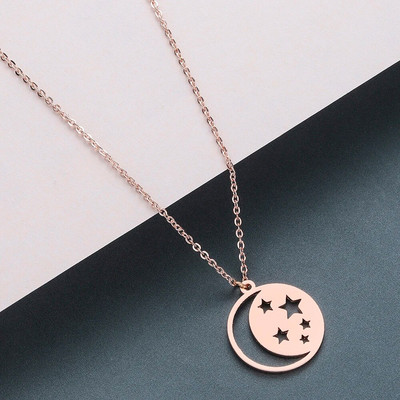 Kinital nerūdijančio plieno astronomija Mėnulio fazės pakabukai karoliai moterims Galaxy Choker grandinės juostos karoliai Bijoux Femme