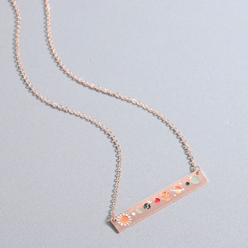 Kinital nerūdijančio plieno astronomija Mėnulio fazės pakabukai karoliai moterims Galaxy Choker grandinės juostos karoliai Bijoux Femme