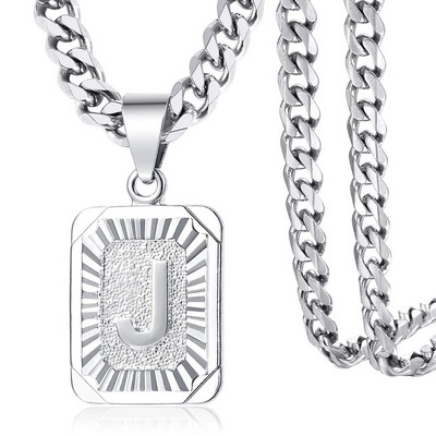 Šķembu krāsas iniciāļi Nosaukums Kulons Kaklarota Alfabēta burts AJK Šarms 3mm/5mm Kubas saites ķēde Dropshipping GPM11C