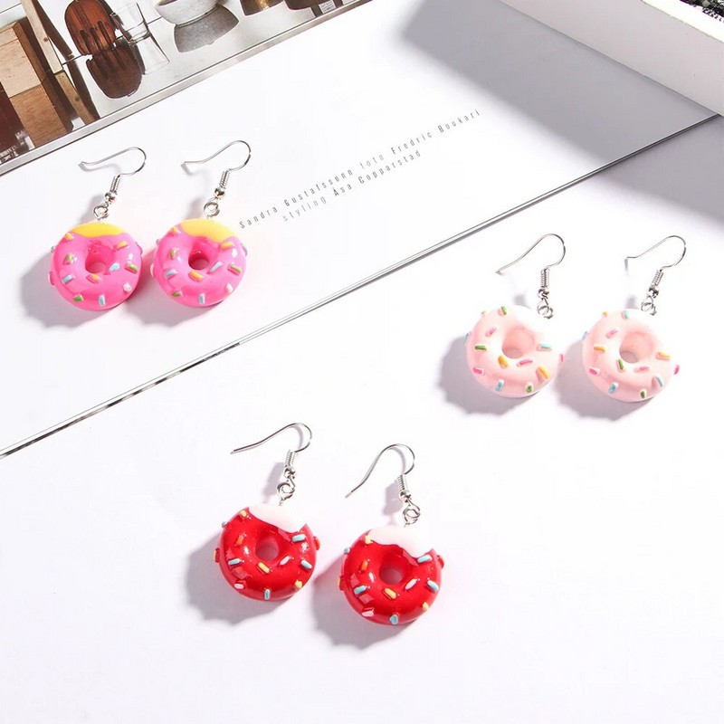 Vasaras smieklīgi, gudri ēdieni kūka virtuļi Auskari Modes sievietes meitenes unikāli saldi ēdieni auskari ģeometriski ballītēm rotaslietas dāvana