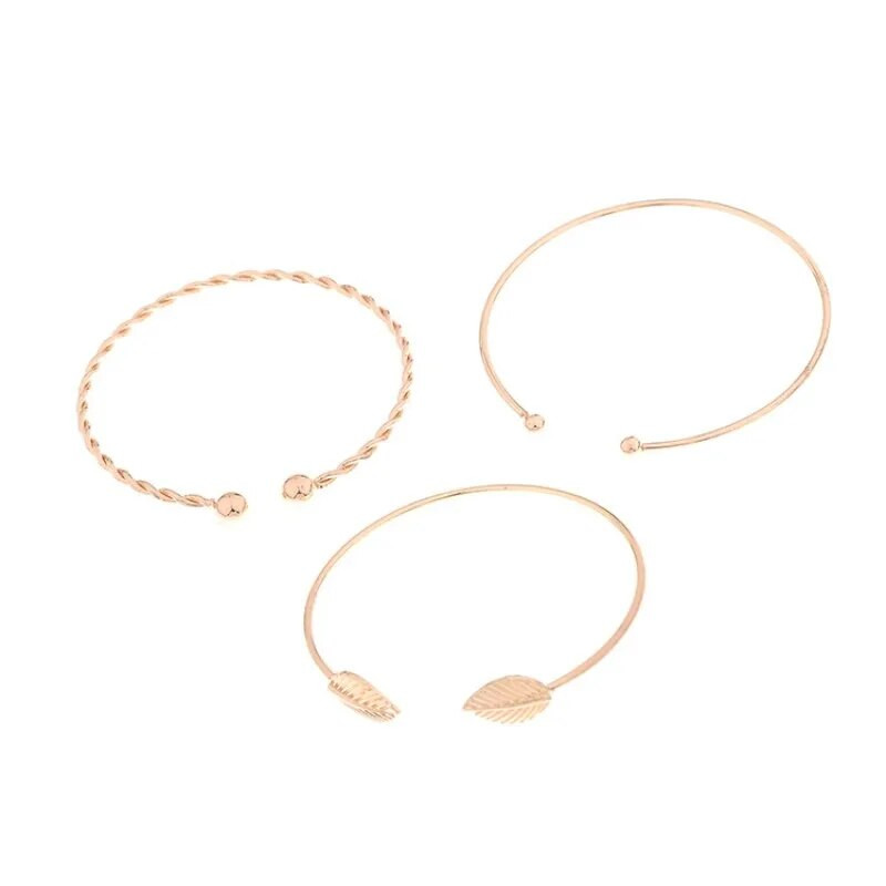 3 dalių rinkinys Vintažinių lapų detalių apyrankių rinkinys moterims Asmenybės lapų atidarymo apyrankės gimtadienio jubiliejui dovanų papuošalai Mujer