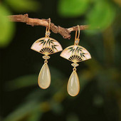 Γυναικείο κρεμαστό κρεμαστό σκουλαρίκι κρεμαστό σκουλαρίκι Hetian Jade Charms Κινέζικα σκουλαρίκια ιδιοσυγκρασία Κομψό άγκιστρο αυτιού Cheongsam κοσμήματα αξεσουάρ