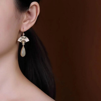Γυναικείο κρεμαστό κρεμαστό σκουλαρίκι κρεμαστό σκουλαρίκι Hetian Jade Charms Κινέζικα σκουλαρίκια ιδιοσυγκρασία Κομψό άγκιστρο αυτιού Cheongsam κοσμήματα αξεσουάρ