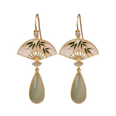 Γυναικείο κρεμαστό κρεμαστό σκουλαρίκι κρεμαστό σκουλαρίκι Hetian Jade Charms Κινέζικα σκουλαρίκια ιδιοσυγκρασία Κομψό άγκιστρο αυτιού Cheongsam κοσμήματα αξεσουάρ