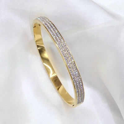 New Fashion Classic γυναικείο βραχιόλι από τιτάνιο από ατσάλι, απλό βραχιόλι από ανοξείδωτο ατσάλι 3 χρωμάτων