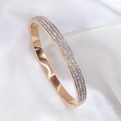 New Fashion Classic γυναικείο βραχιόλι από τιτάνιο από ατσάλι, απλό βραχιόλι από ανοξείδωτο ατσάλι 3 χρωμάτων