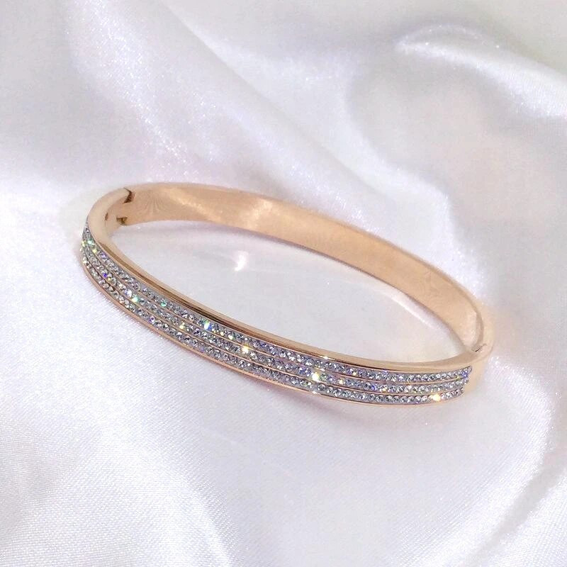 New Fashion Classic γυναικείο βραχιόλι από τιτάνιο από ατσάλι, απλό βραχιόλι από ανοξείδωτο ατσάλι 3 χρωμάτων