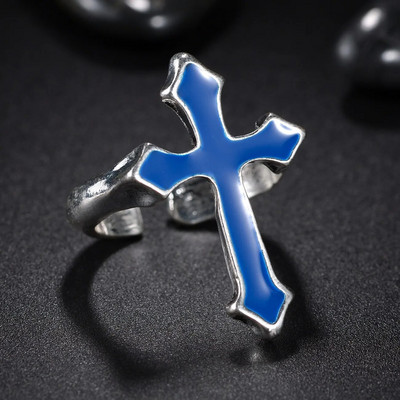 Gotički posrebreni retro punk hip-hop šuplji križni prsten prstenovi za otvaranje Nakit Poklon za muškarce Žene Vintage uniseks nakit