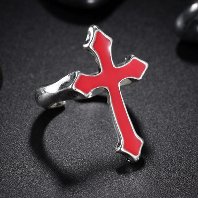 Gotički posrebreni retro punk hip-hop šuplji križni prsten prstenovi za otvaranje Nakit Poklon za muškarce Žene Vintage uniseks nakit