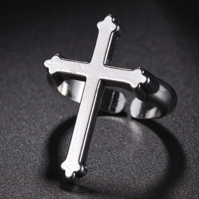 Gotički posrebreni retro punk hip-hop šuplji križni prsten prstenovi za otvaranje Nakit Poklon za muškarce Žene Vintage uniseks nakit