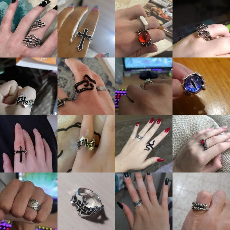 Gotički posrebreni retro punk hip-hop šuplji križni prsten prstenovi za otvaranje Nakit Poklon za muškarce Žene Vintage uniseks nakit