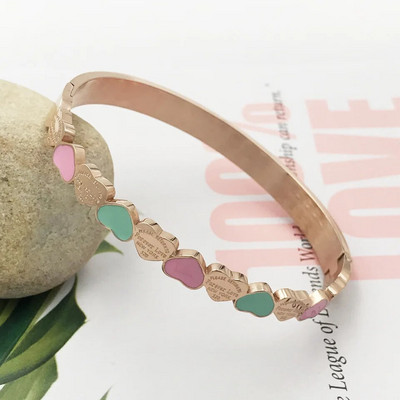 Jaunas Sweet Heart Charm aproču rokassprādzes meitenēm ar nerūsējošā tērauda apzeltījumu 7 mm platums, grezna aproce, kāzu sieviešu mīlestība rotaslietas