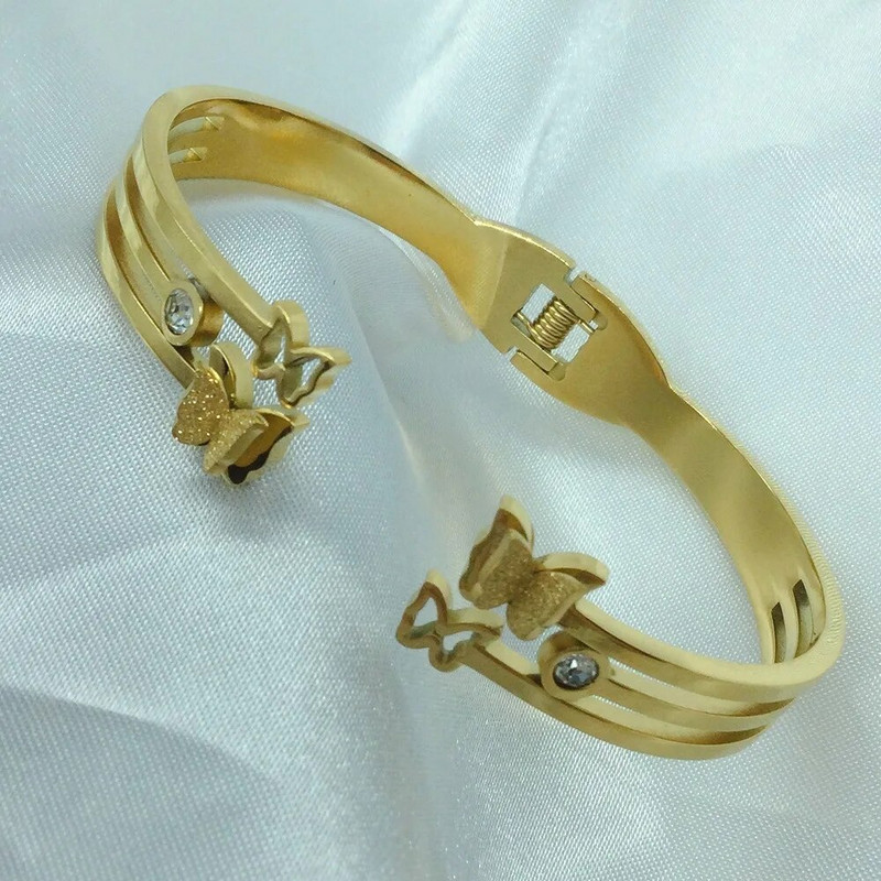 Jauna modes titāna tērauda personalizēta tauriņa rokassprādze, klasiska vienkārša nerūsējošā tērauda aproce sievietēm