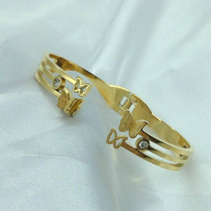 Jauna modes titāna tērauda personalizēta tauriņa rokassprādze, klasiska vienkārša nerūsējošā tērauda aproce sievietēm