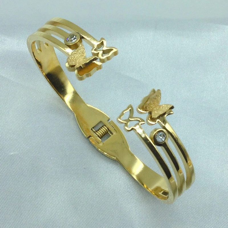 Jauna modes titāna tērauda personalizēta tauriņa rokassprādze, klasiska vienkārša nerūsējošā tērauda aproce sievietēm